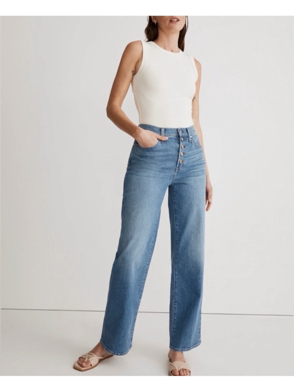 NWT!! Madewell The Perfect Vintage Wide-Leg Jean button fly size 30